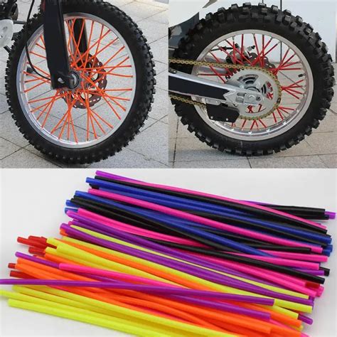 36Pcs/Pack Bike Wheel Spoke Protector Colorful Motocross Rims Skins Covers Off Road Bike Guard ...