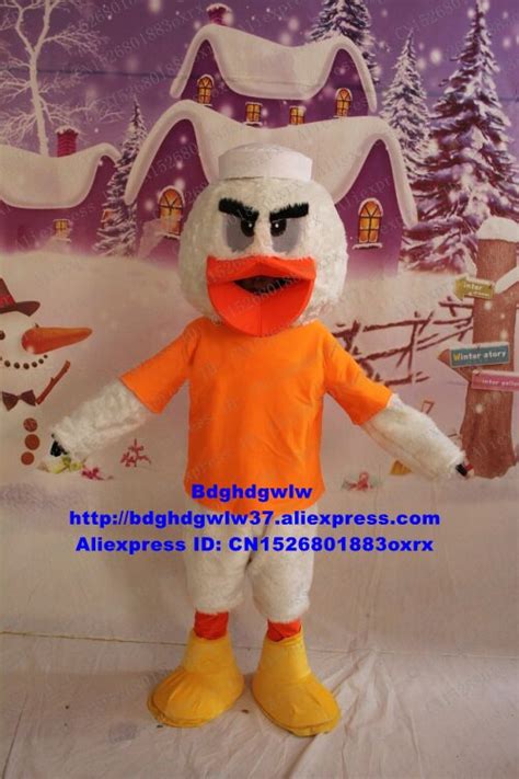 Long Fur White Yellow Duck Duckling Mascot Costume Adult Cartoon