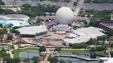 Photos Epcot Aerial Construction Update Entrance Fountain