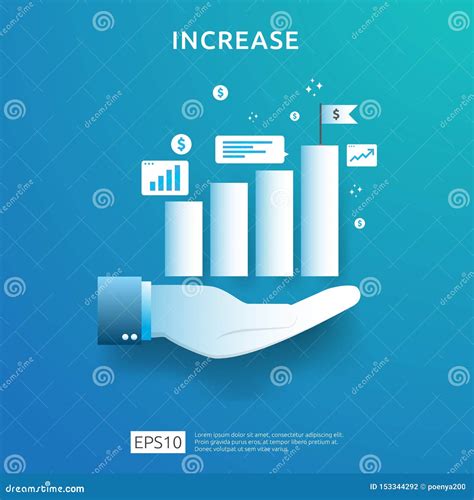 Business Chart On Hand Income Salary Rate Increase Graphic Growth