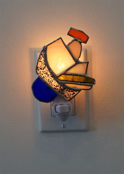 Color Block Stained Glass Nightlight One Of A Kind By Colorglow Stained Glass Night Lights