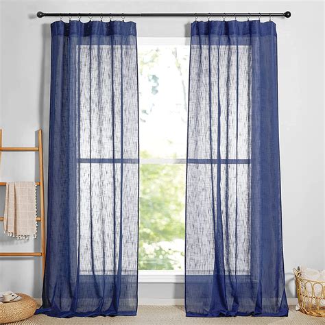 Amazon Ryb Home Semi Sheer Curtains Linen Textured Sheer Light