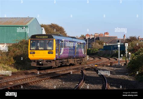 Arriva Northern Rail Class 142 Pacer Train Arriving At Morecambe Stock