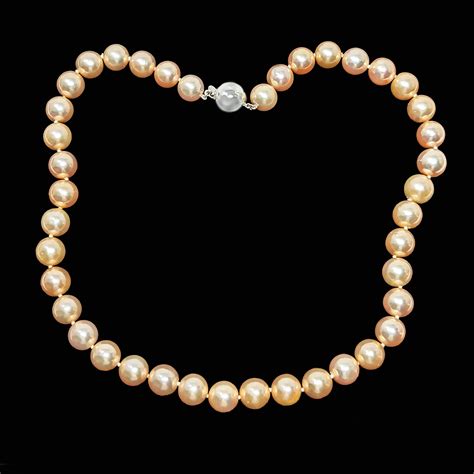 Vintage Pink Pearl Necklace Exceptional Freshwater Pearls 10 Mm