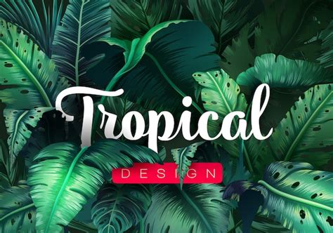 Fondo Tropical Brillante Con Plantas De La Selva Vector Premium