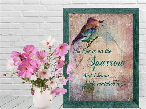 His Eye Is On The Sparrow Printable Mothers Day T Idea Watercolor