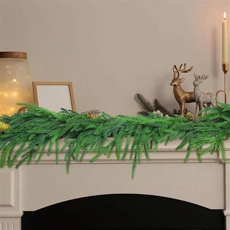 1 Piece 885ft Real Touch Norfolk Pine Wreath Green Artificial Wreath