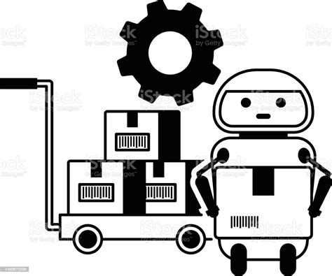 작업 및 운반 부하 개념 이동 판지 벡터 아이콘 디자인 창고 자동화 기호 산업 혁명 기호 배송 및 물류 스톡 일러스트레이션을