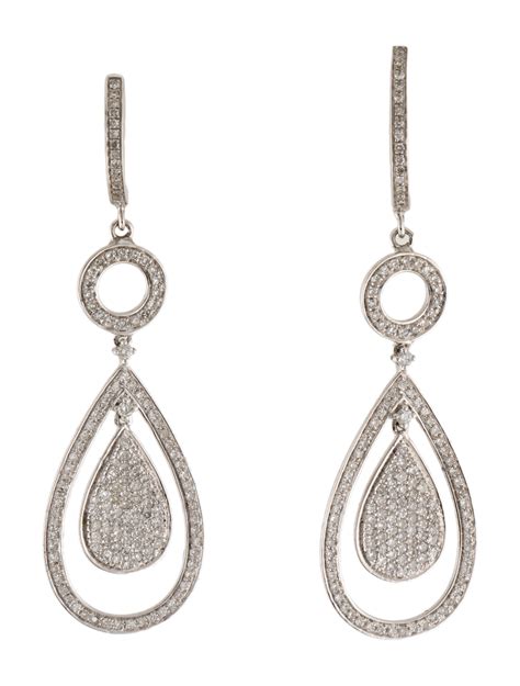 Earrings 14k Diamond Drop Earrings Rhodium Plated 14k White Gold Drop Earrings The Realreal