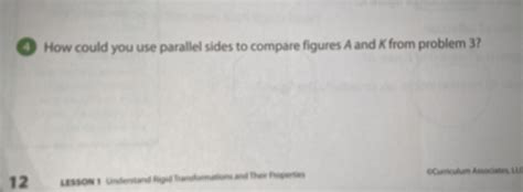 How Could You Use Parallel Sides To Compare Figures A And K From