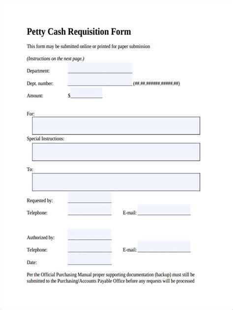 Printable Petty Cash Request Form Printable Forms Free Online