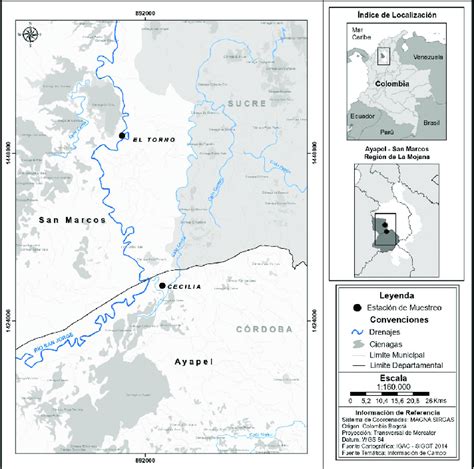 Regi N De La Mojana Colombia Estaciones De Muestreo Ca O