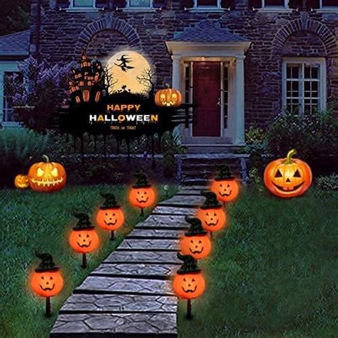 Set Of Halloween Pumpkin Pathway Markers Lights With Four Halloween