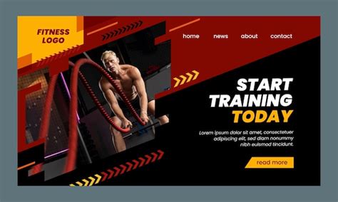 Free Vector Fitness Center Landing Page Template