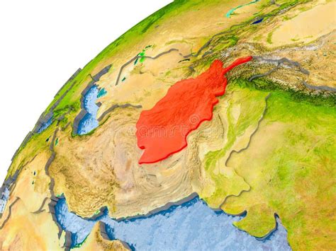 Carte De Lafghanistan En Rouge Sur Le Globe Illustration Stock