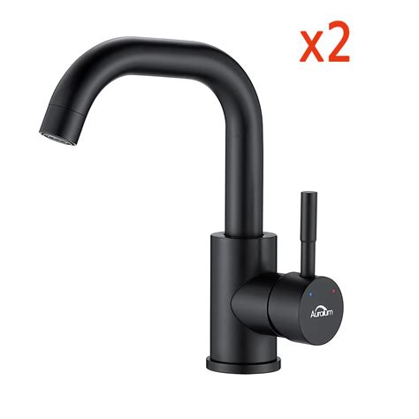 Auralum Max Cps Grifo Lavabo Negro Con Babote Demotable Rotaci N A