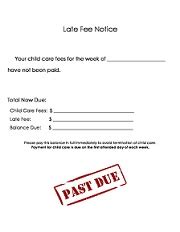 Printable Daycare Forms Late Fee Notice