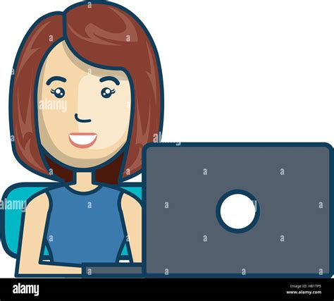 Avatar Of A Person Working On Laptop Vector Illustration Design Stock