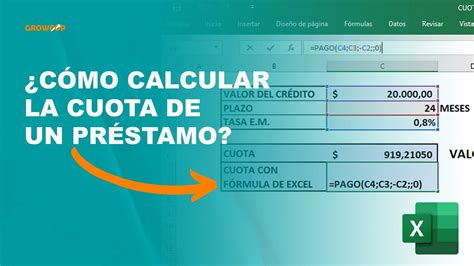 C Mo Calcular El Valor De La Cuota De Un Cr Dito En Excel Youtube