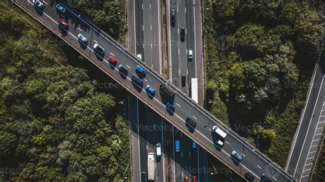 Aerial view of busy motorway 11789748 Stock Photo at Vecteezy