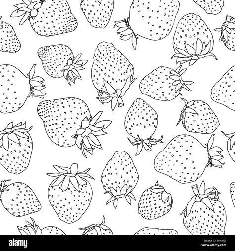 Strawberry fresh fruit drawing icon Black and White Stock Photos ...