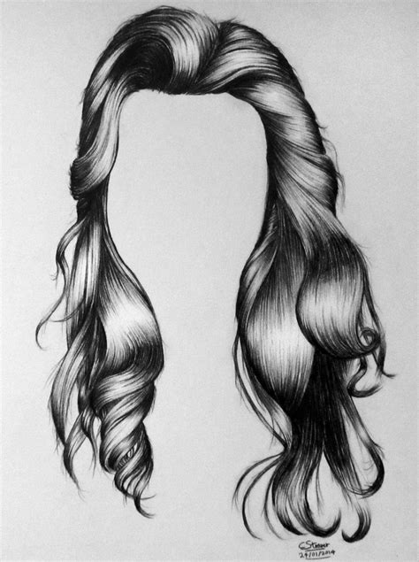 Front View Wavy Curled Realistic Hair Drawing How To Draw Hair