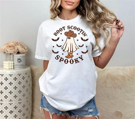 Boot Scootin Spooky Shirt Funny Ghost Tshirt Cowboy Ghost Shirt