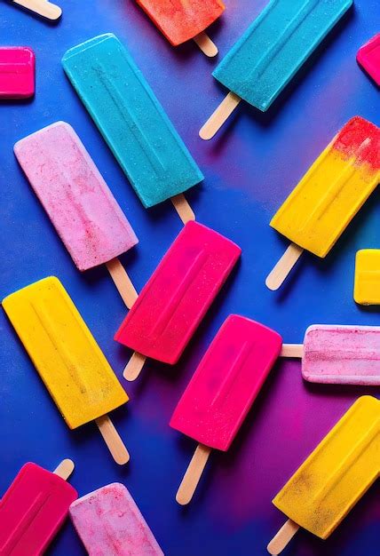 Premium Photo Colorful Delicious Popsicles 3d Illustrated