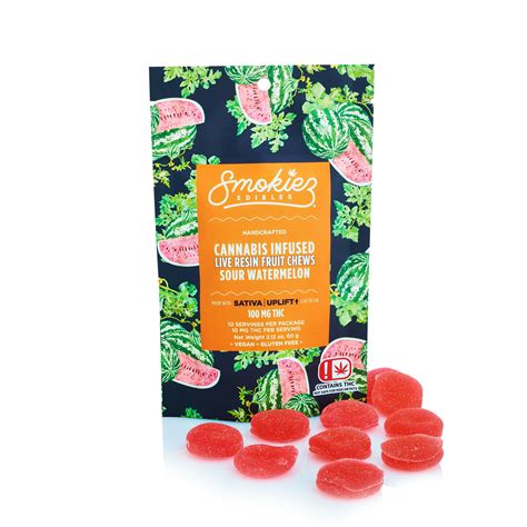 Sour Watermelon Sativa Mg Live Resin Fruit Chews Ok Smokiez Edibles