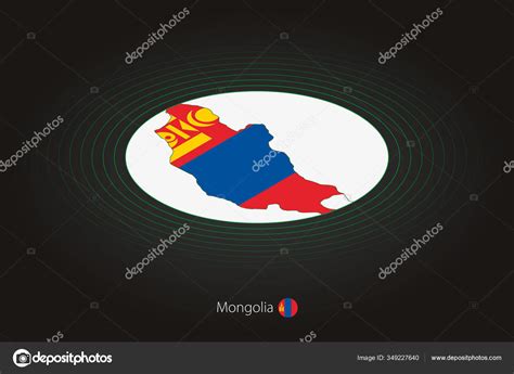 Mongolia Map Dark Color Oval Map Neighboring Countries Vector Map Stock