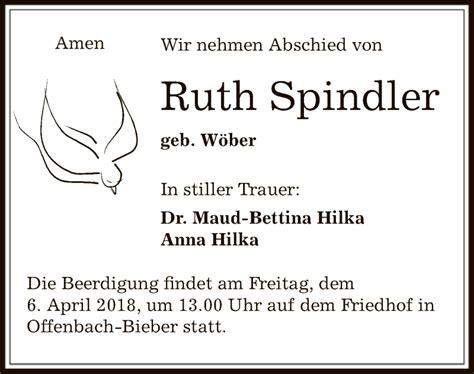 Traueranzeigen Von Ruth Spindler Trauer Op Online De