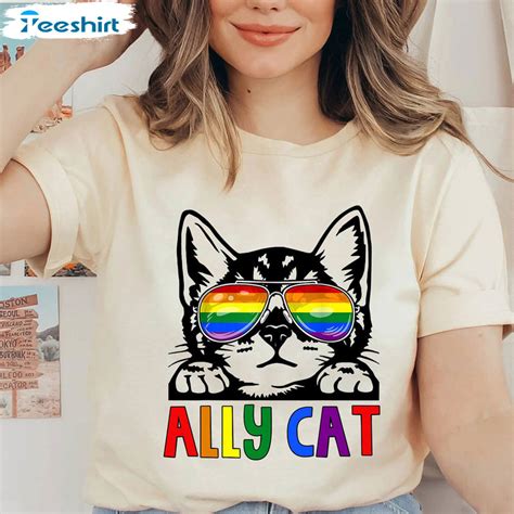 Colorful Ally Cat Lgbtq Ally Shirt