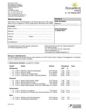 Fillable Online Olma Messen Form 8 Standcatering Olma Messench Fax