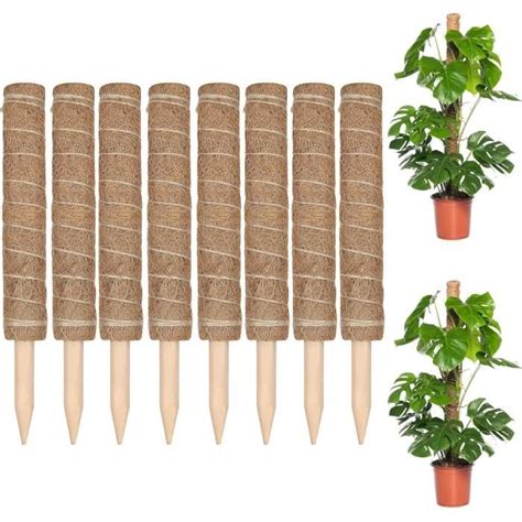 Lot de 8 Tuteur Plante Grimpante Tuteur Coco 40CM Bâton de Coco