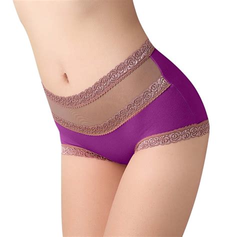 Silk Lace Panties For Women Wome Plus Size Solid Color Panties High Waist Lace Panties Briefs