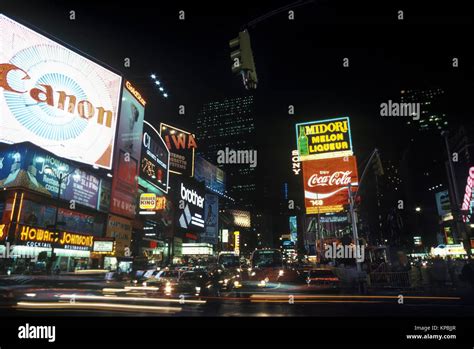 1987 Historical Times Square Midtown Manhattan New York City Usa Stock