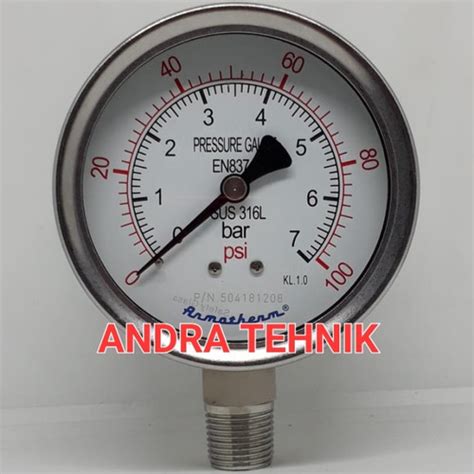 Jual Pressure Gauge Armatherm 100 Psi 7 Bar D 4 Full Stainless Raket