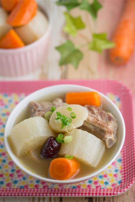 Carrot Daikon Pork Ribs Soup Recipe NoobCook