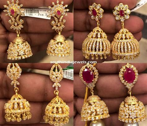 K Cz Stone Jhumka Designs South India Jewels