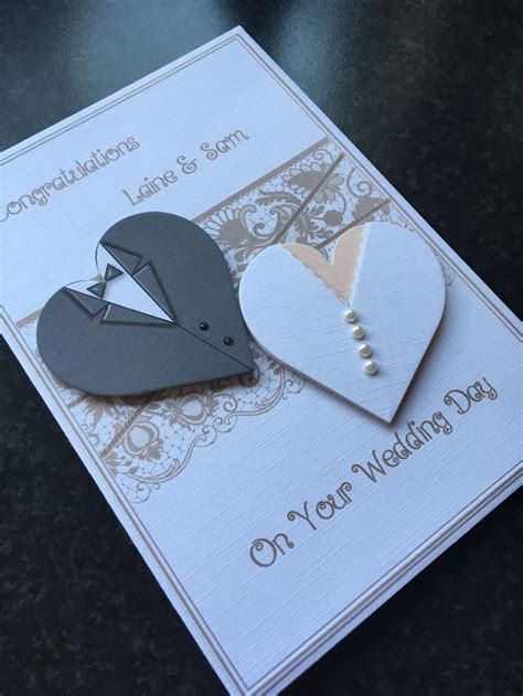 Handmade Wedding Card Using Hearts As Bride And Groom Valentine