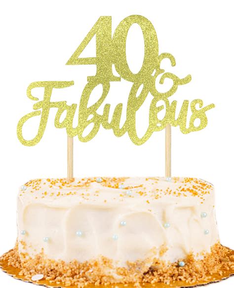 ANCTEY Gold Glitter Happy 40th Birthday Cake Topper 40 Fabulous Cake