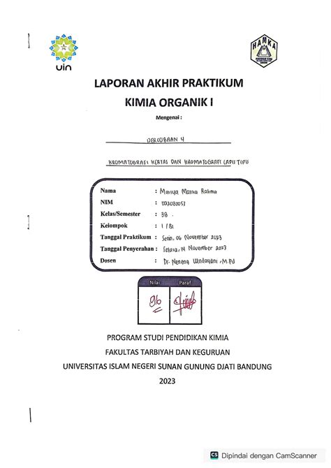 SOLUTION Laporan Praktikum Kimia Organik I Kromatografi Kertas Dan