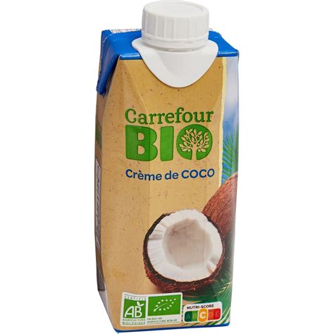 Crème de coco CARREFOUR BIO la brique de 330mL à Prix Carrefour