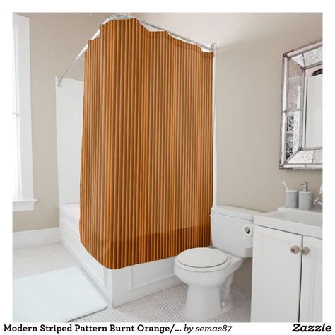 Modern Striped Pattern Burnt Orange Brown Shower Curtain Zazzle