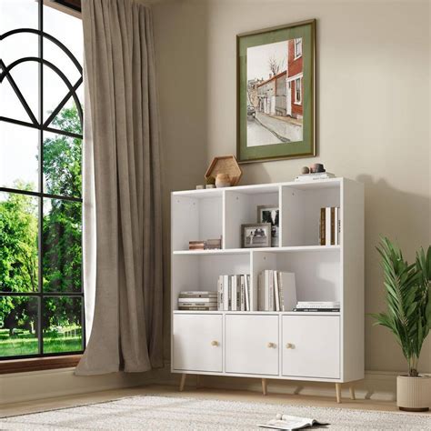 FUFU GAGA White Wooden Accent Storage Cabinet For Living Room And