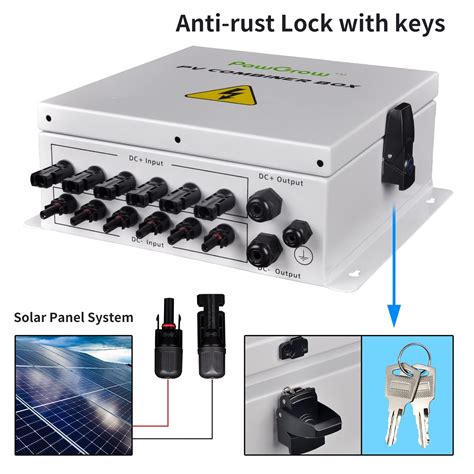 Powgrow Pv Combiner Box 6 String Solar Combiner Box With 15a Rated Current Fuse Surge