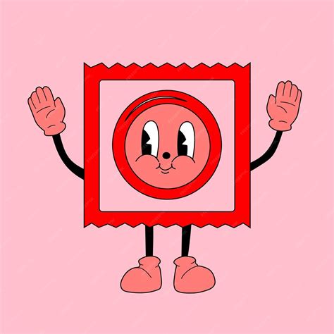 Premium Vector Retro Condom Mascot Character 40s 50s 60s Old