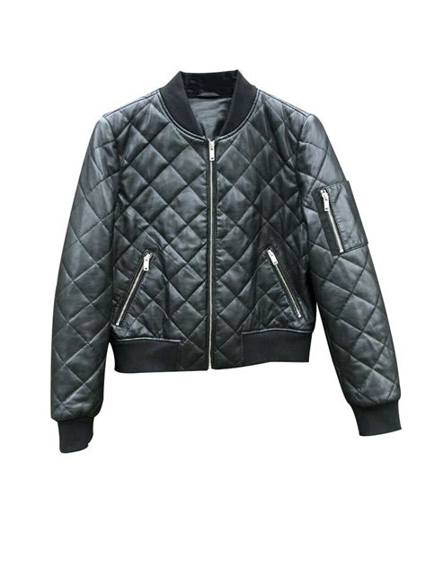 Womens Quilted Black Leather Jacket Womens Biker Jacket