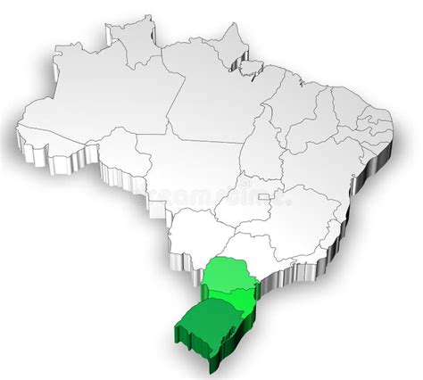 Mapa Tridimensional De Brasil Regi O Sul Ilustra O Stock