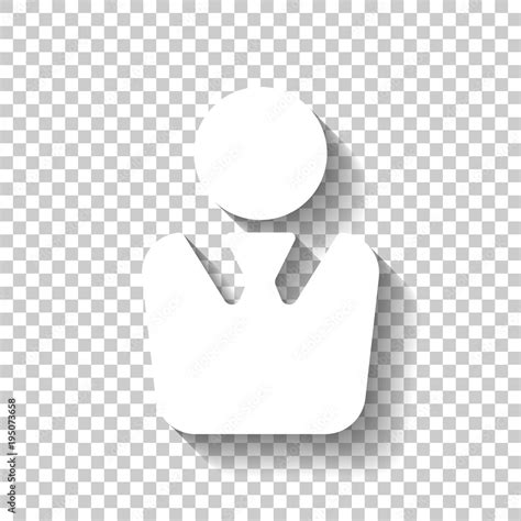 Business Man Icon White Icon With Shadow On Transparent Background